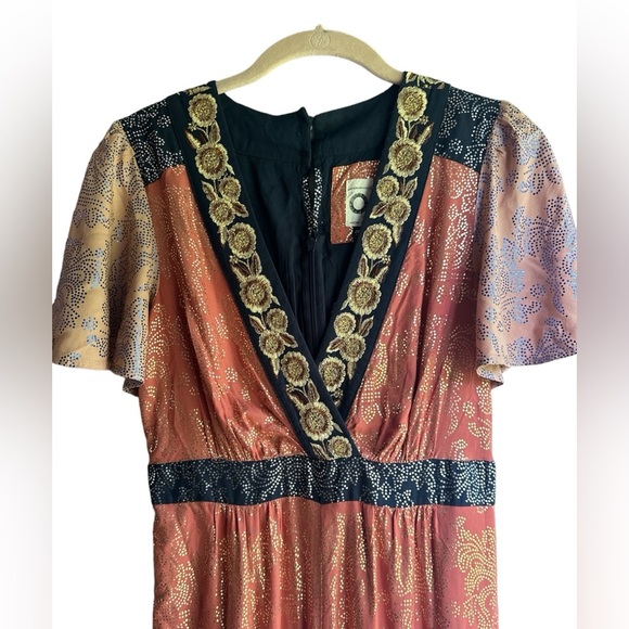 Anthropologie Akemi & Kin Sofia Metallic Jumpsuit size 4 - Picture 5 of 11